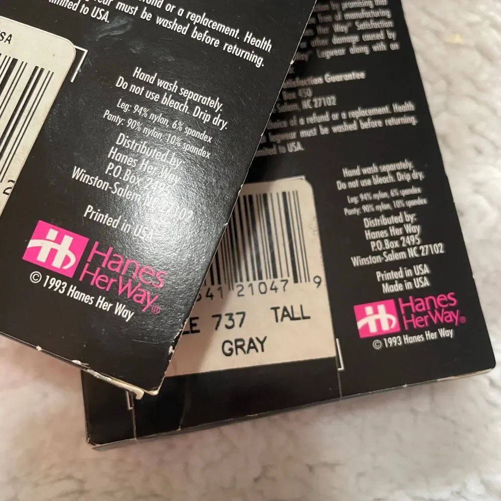 Hanes HerWay All Day Sheer Control Top Pantyhose Off Black & Gray‎ Tall